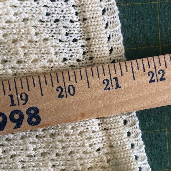 Jason Maxwell Cardigan Women M Open Front Cream Short Sleeve Casual Lite Weight - Picture 4 of 4